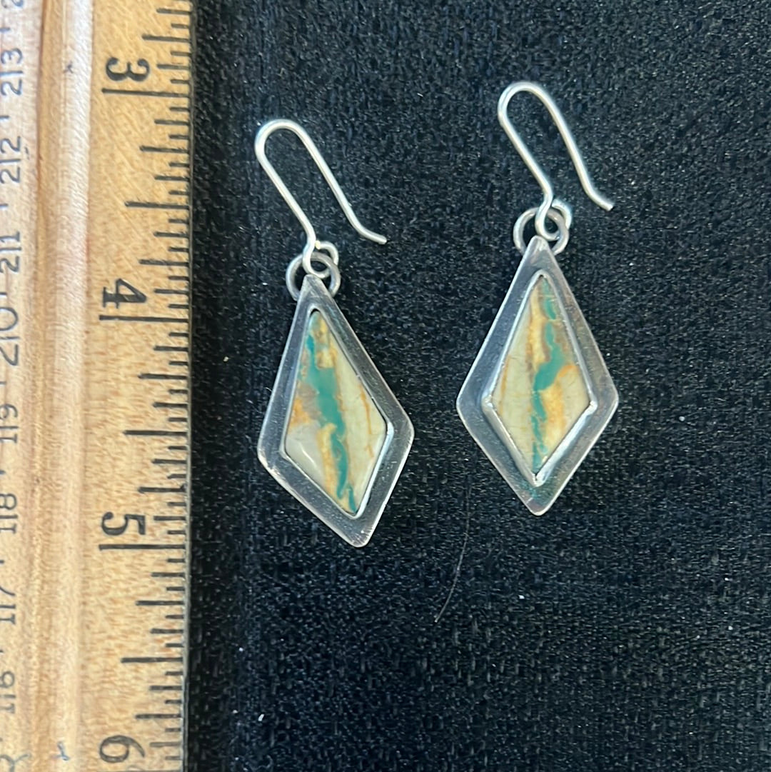 Olive + Buttery Yellow Royston Ribbon Turquoise Earrings
