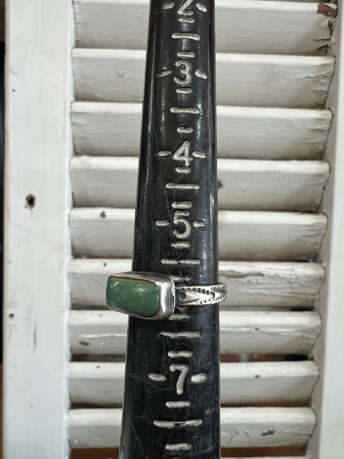 Rectangle Green Stamped Ring (6.5)