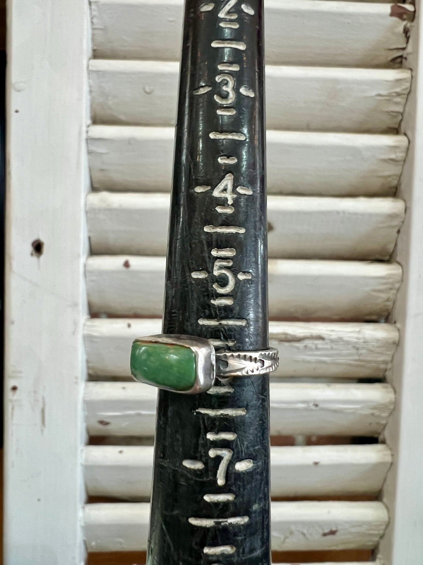 Rectangle Green Stamped Ring (6.5)