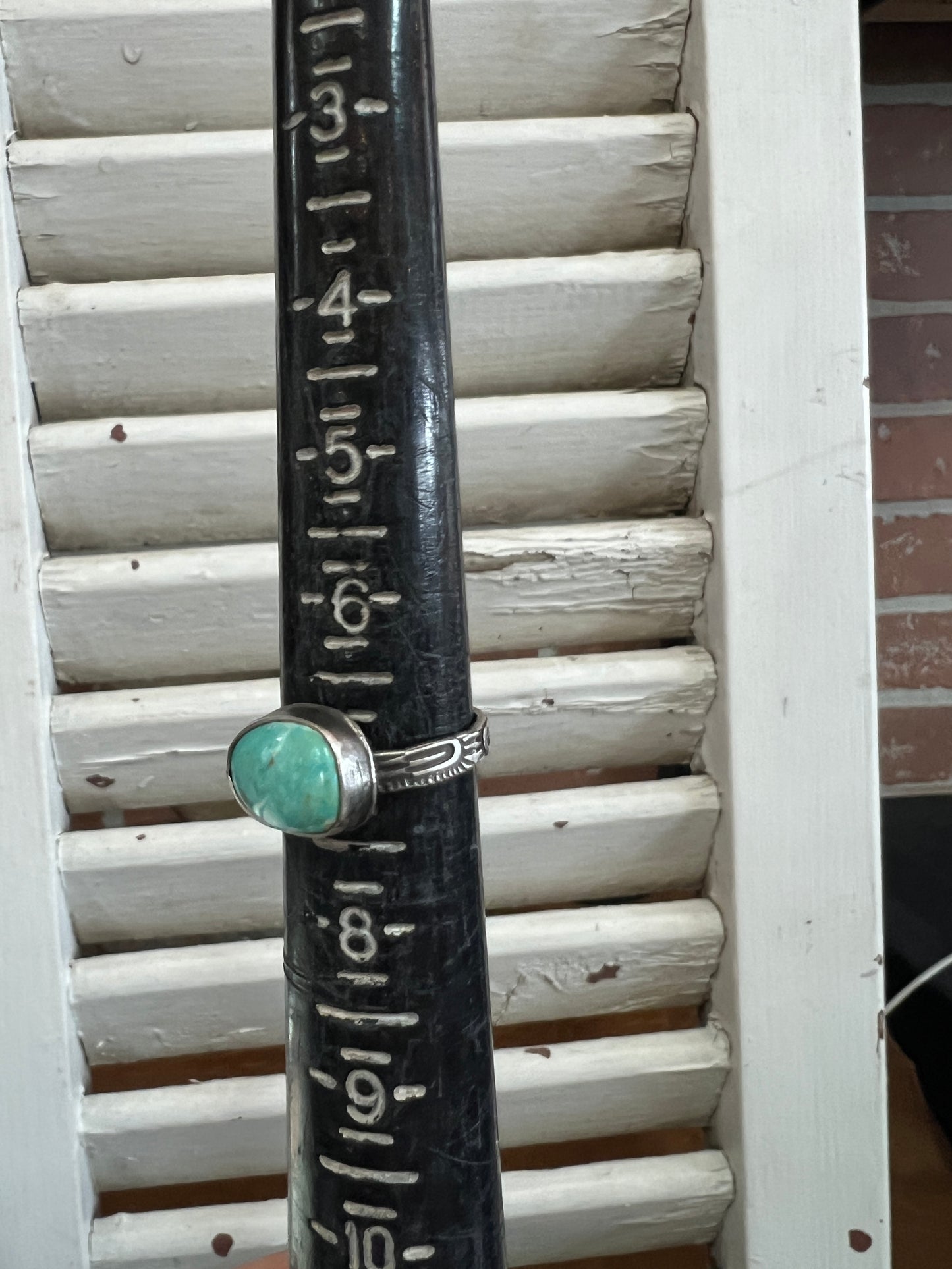 Oval Blue/Green Stamped Ring (7.1/4)