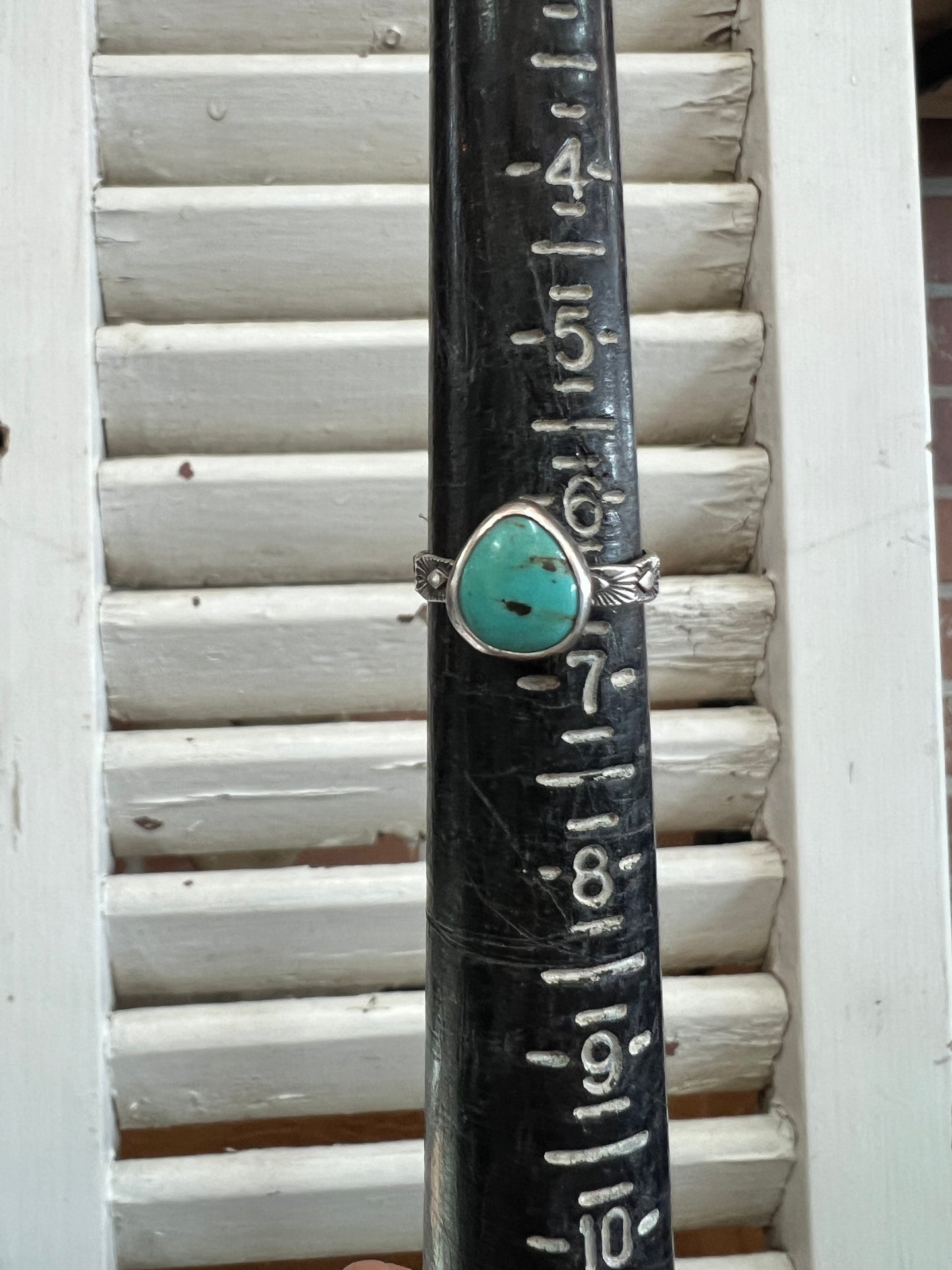 Drop Blue/Green Stamped Ring (6.5)