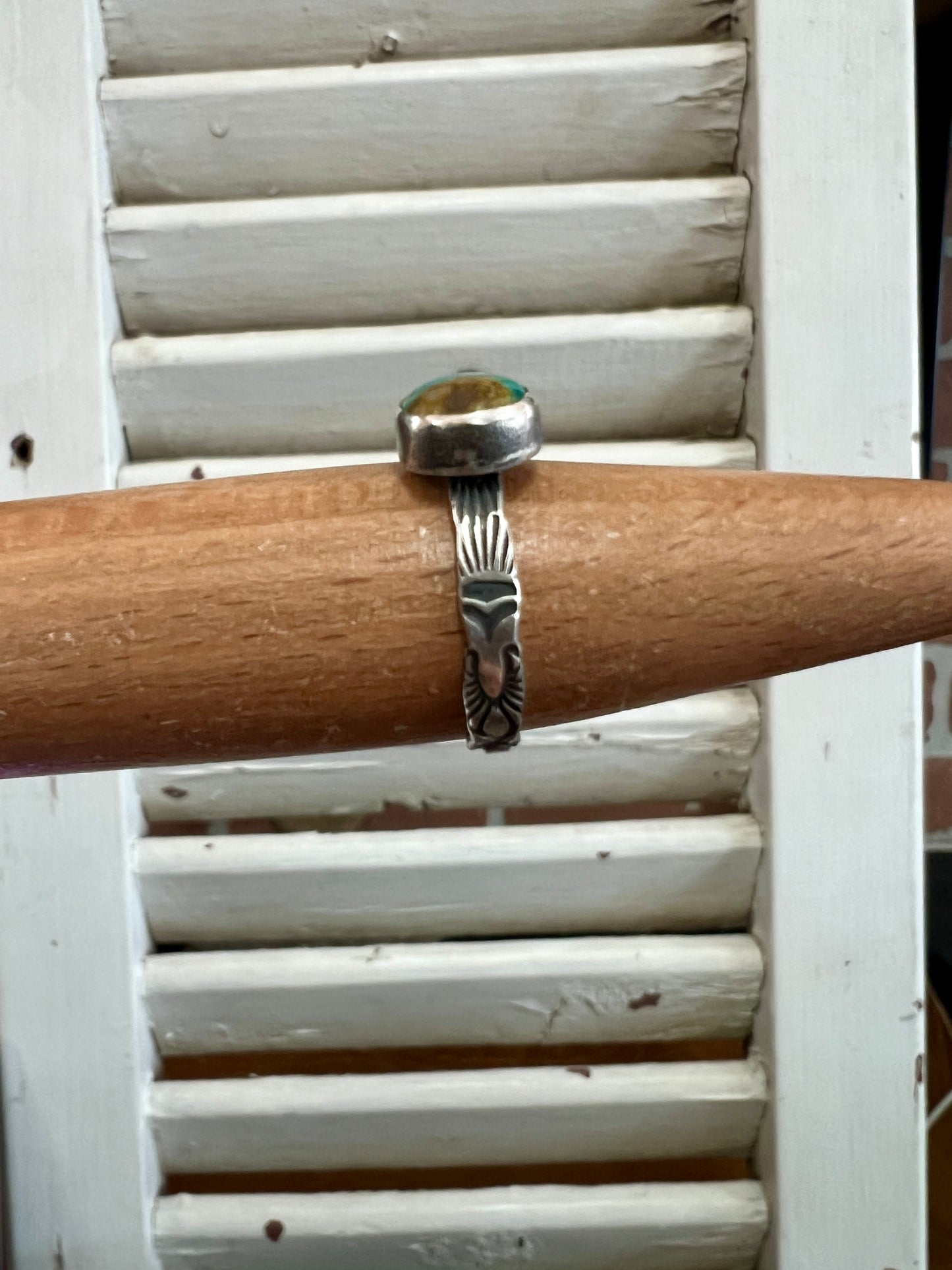 Oval Blue/Brown Stamped Ring (8)