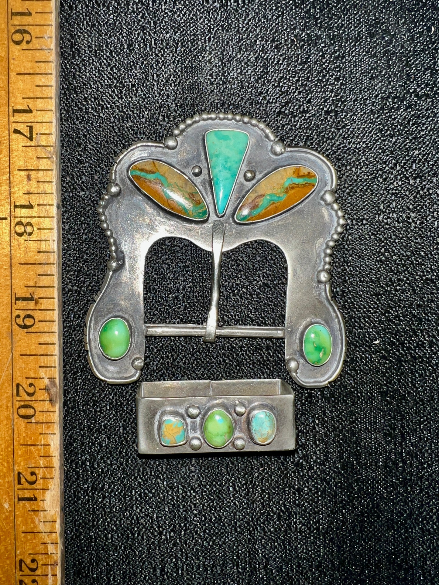 Green + Brown - Western Buckle and Keeper Set