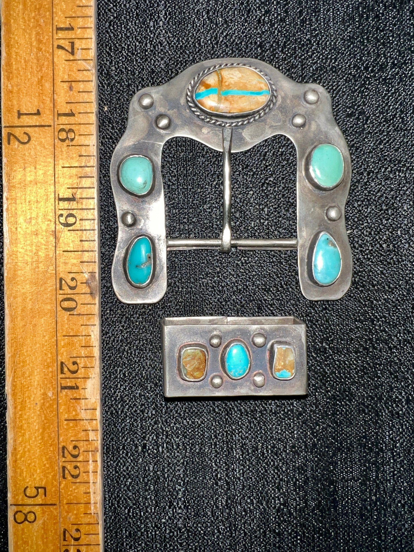 Blue + Brown - Western Buckle and Keeper Set