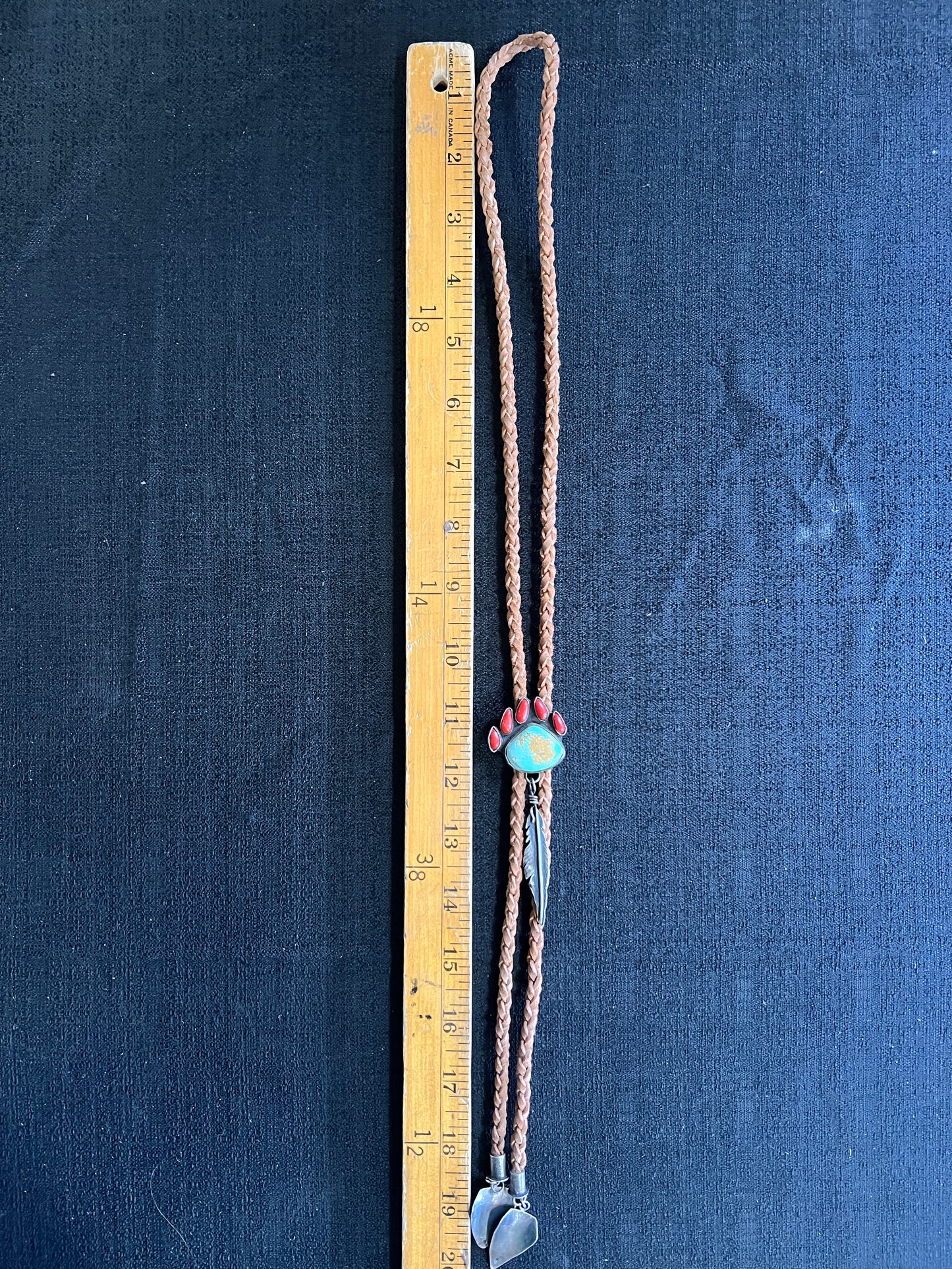 Turquoise + Coral Bear Paw Bolo