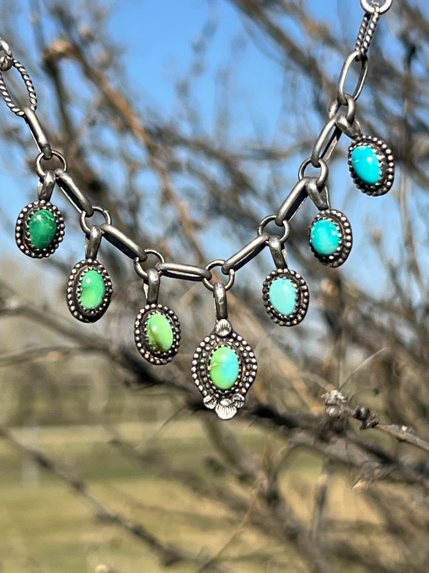 Ombré Green/Blue, Necklace + Earrings Set