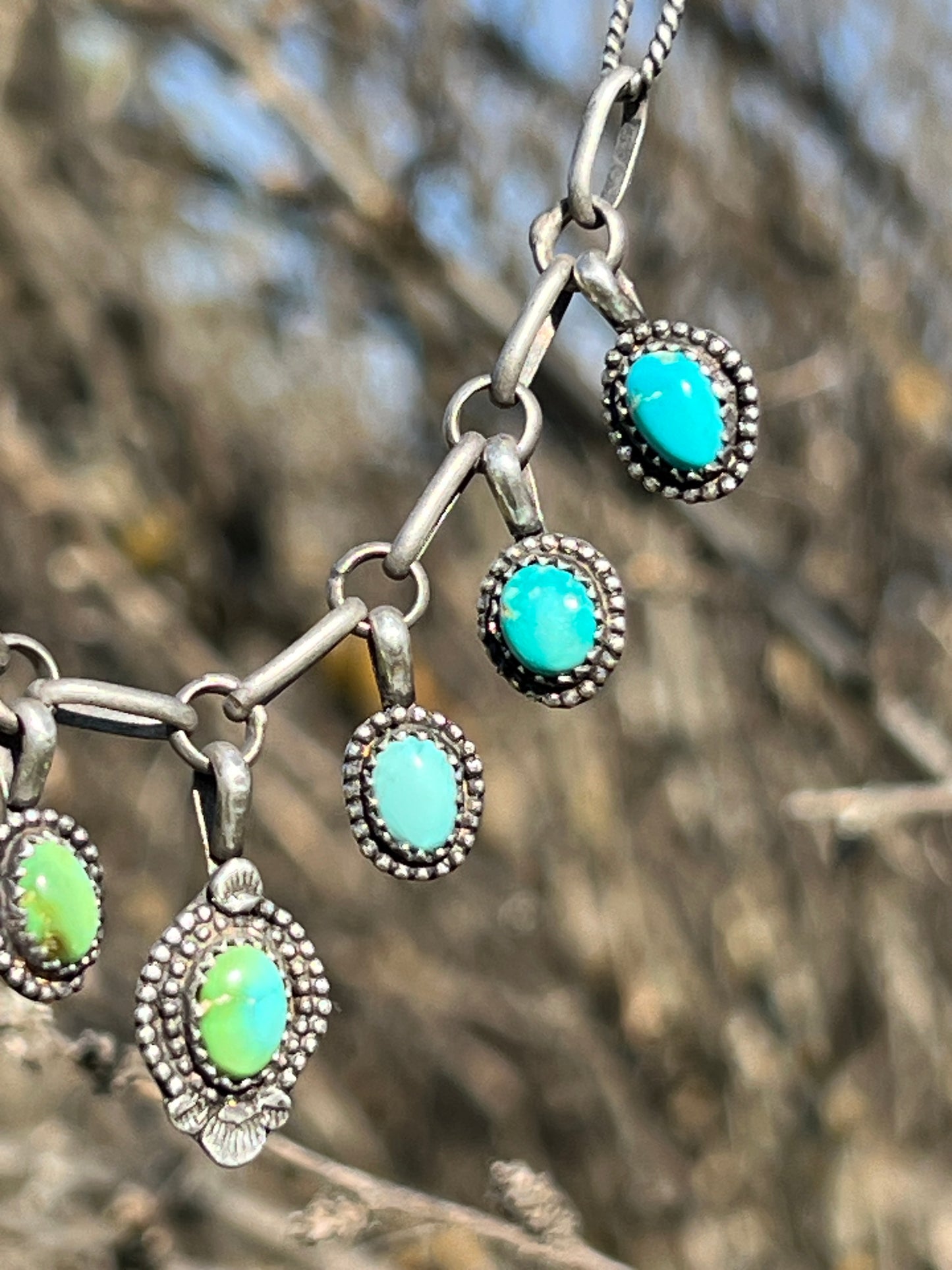 Ombré Green/Blue, Necklace + Earrings Set