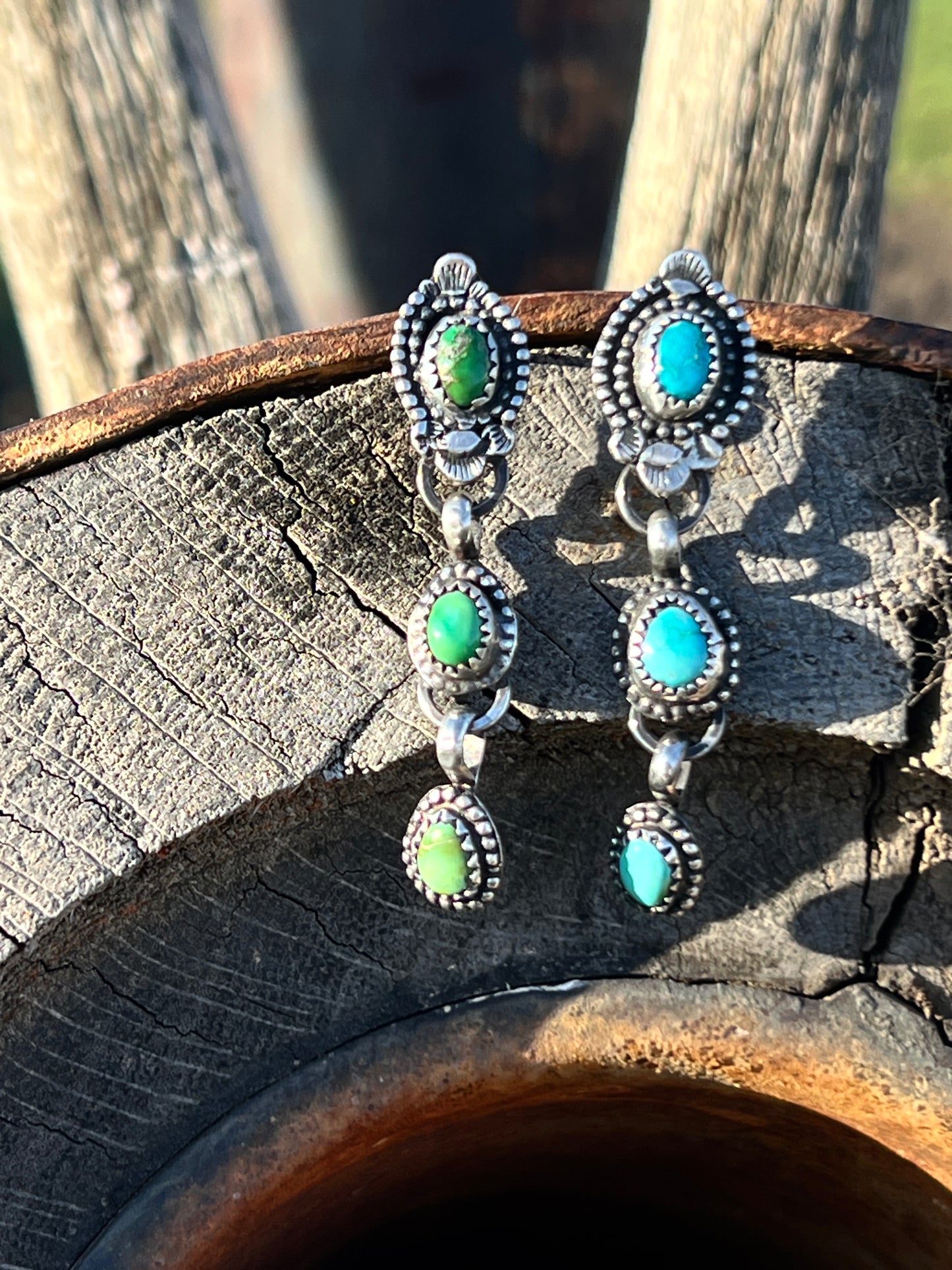Ombré Green/Blue, Necklace + Earrings Set