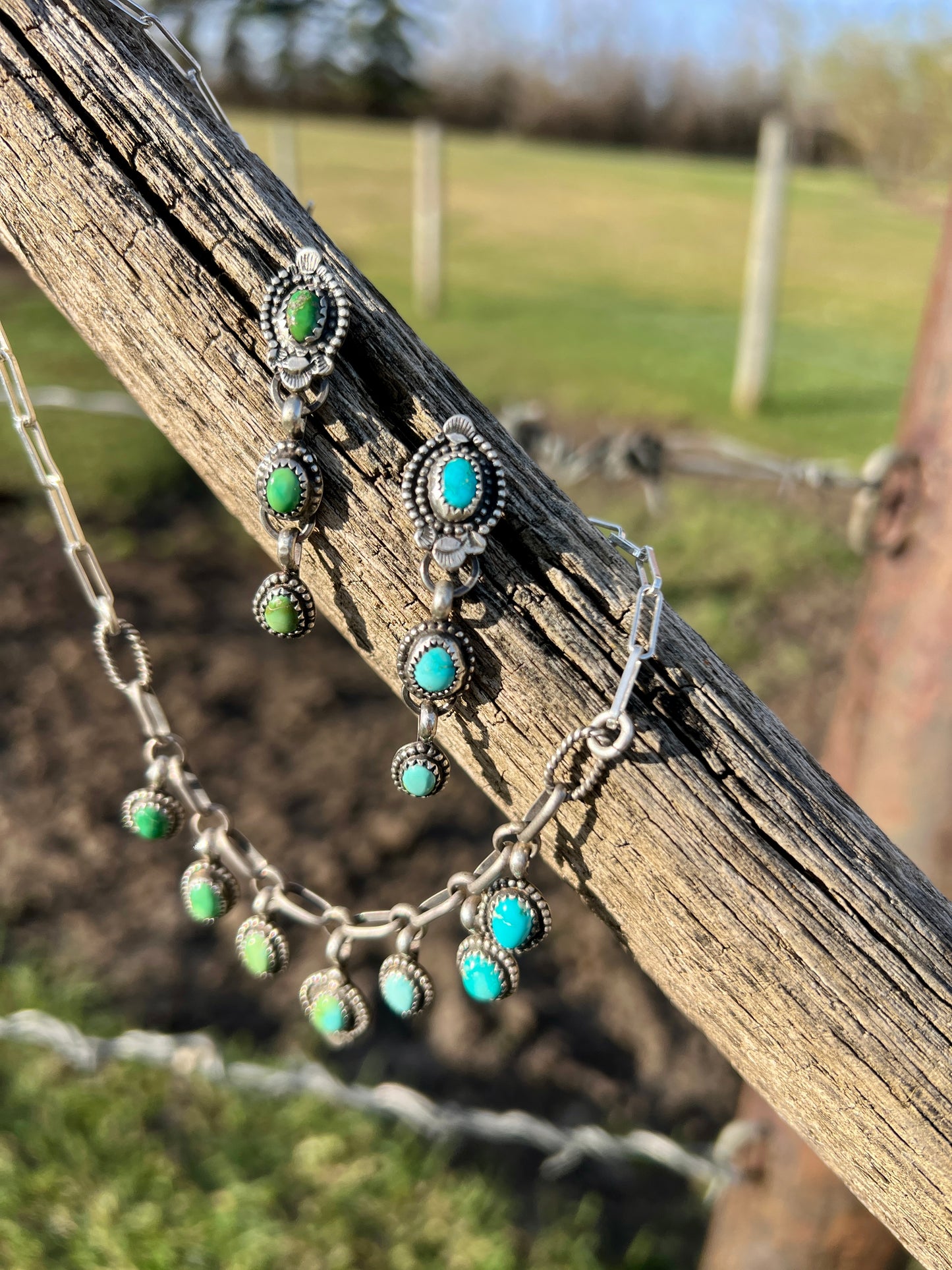 Ombré Green/Blue, Necklace + Earrings Set