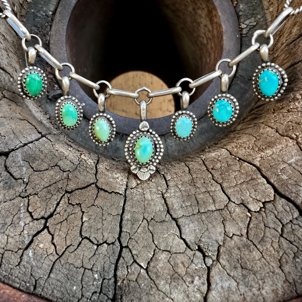 Turquoise Ombré Necklace & Earrings Set