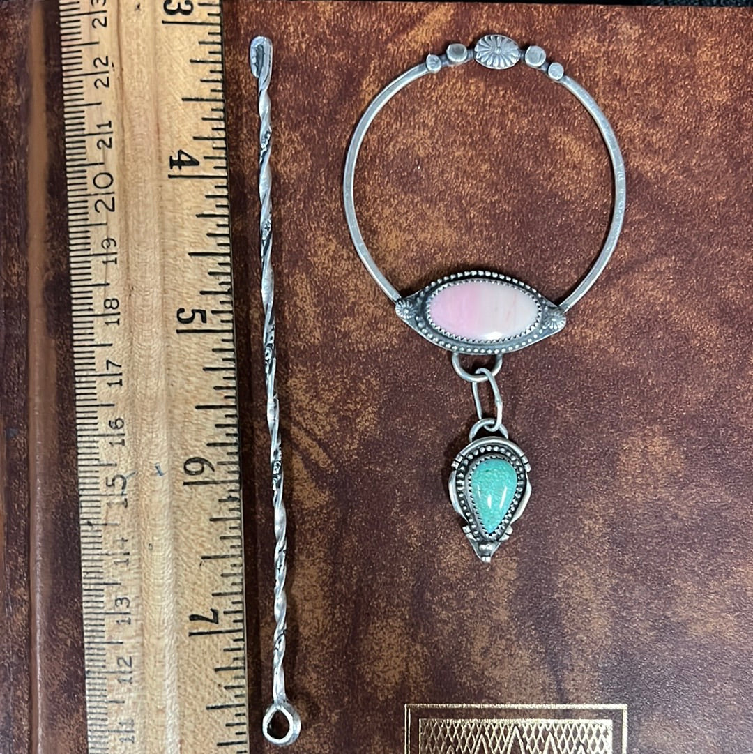 Pink Conch + Turquoise Hair Pin