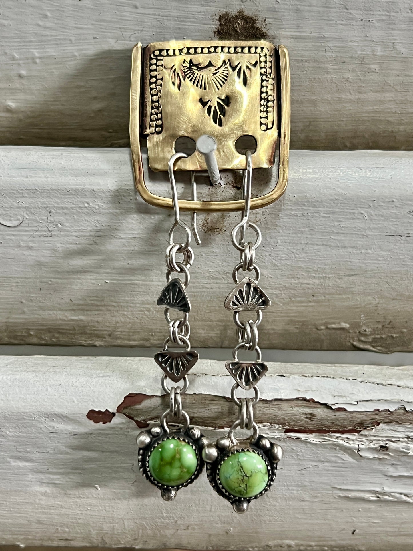 Stamped Lime Green Dangles