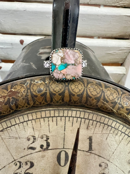 Pink Opal Mojave Stamped Ring (8.3/4)