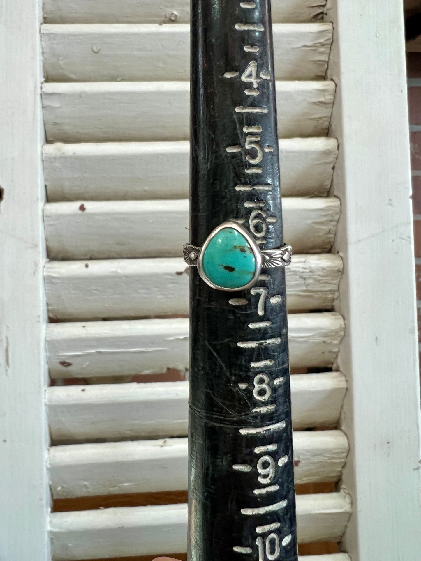 Drop Blue/Green Stamped Ring (6.5)