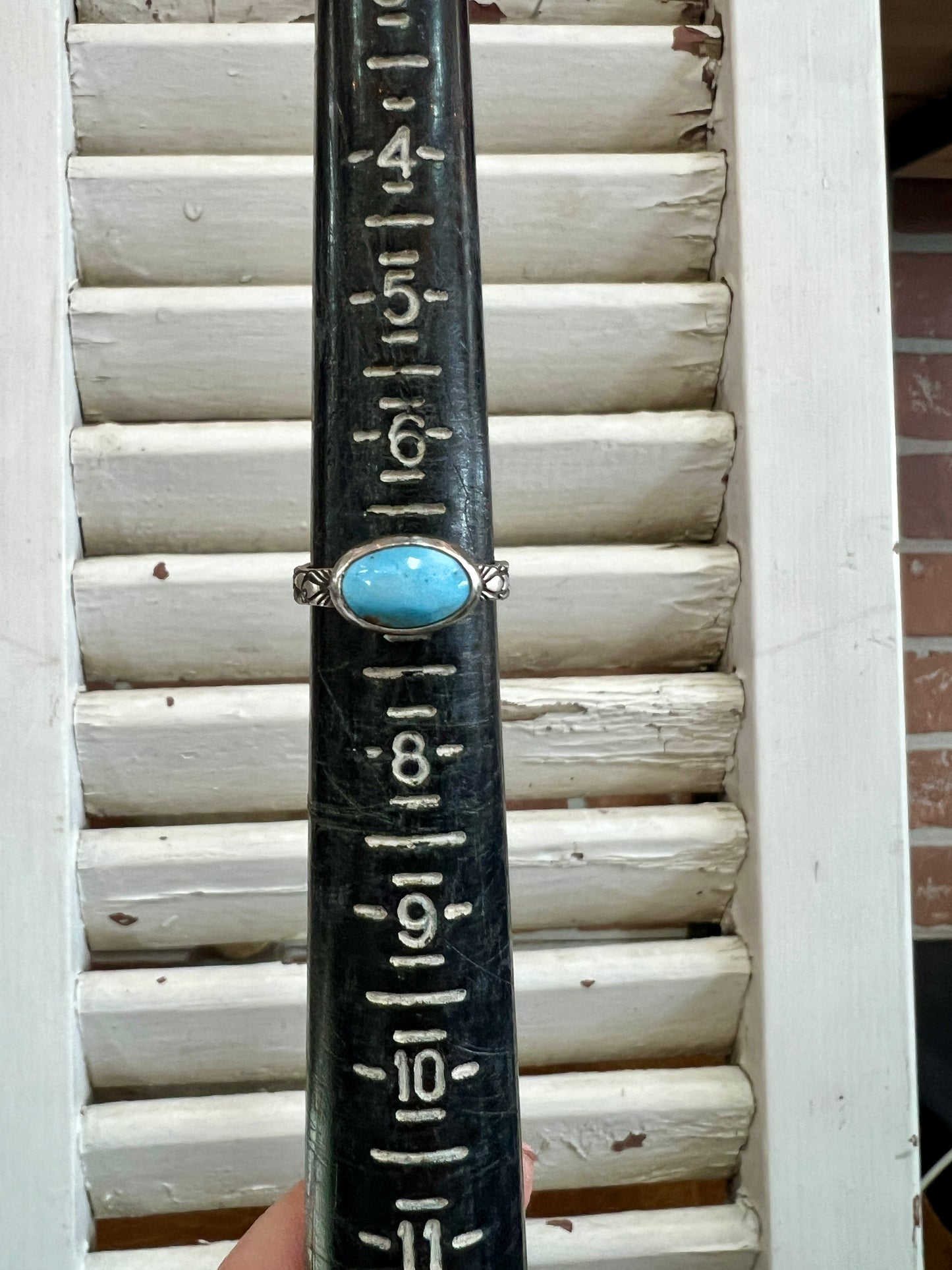 Oval Light Blue Stamped Ring (7.1/4)