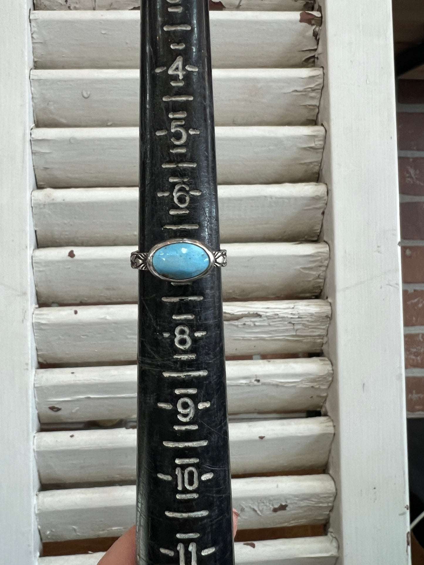 Oval Light Blue Stamped Ring (7.1/4)
