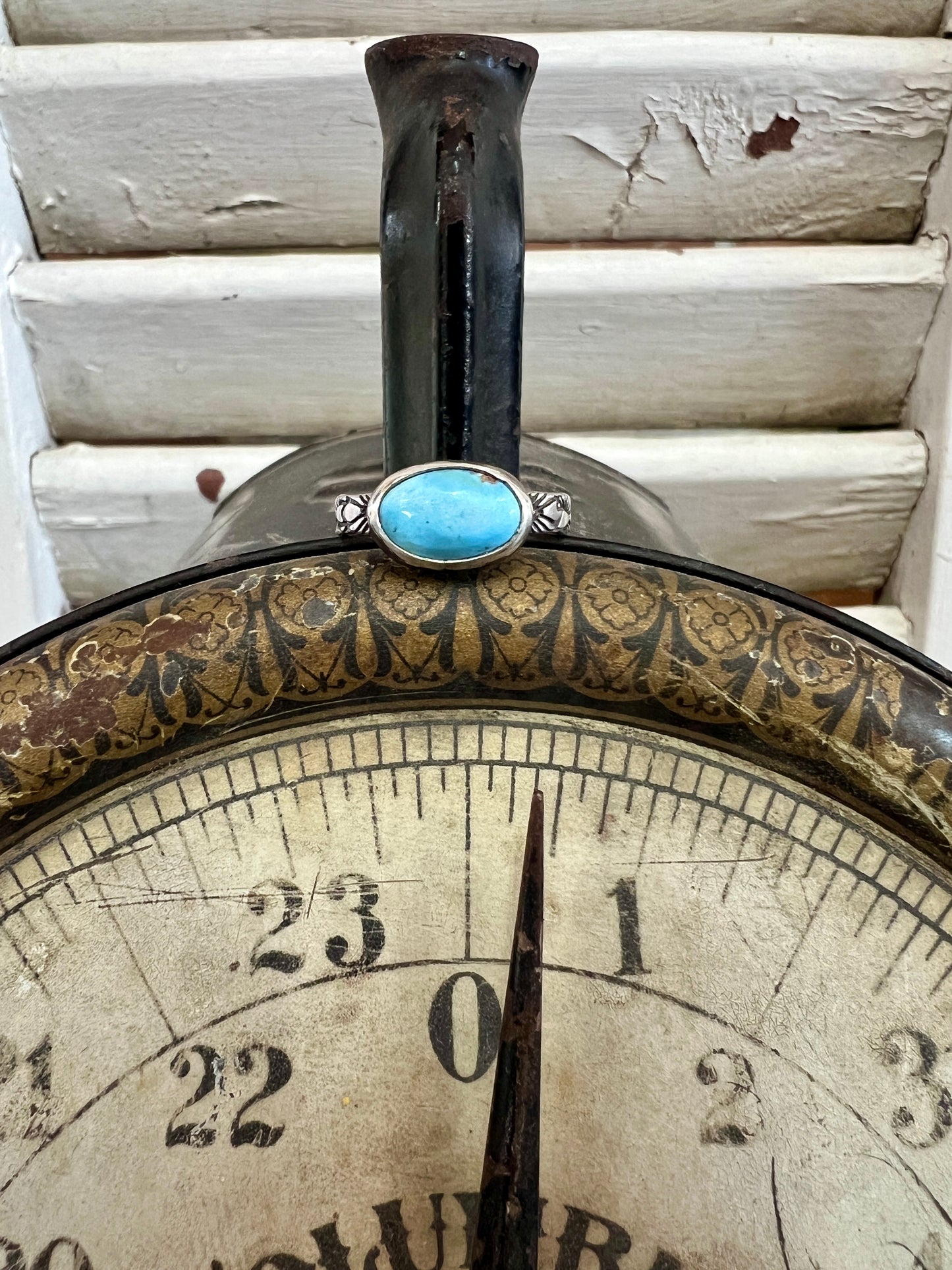 Oval Light Blue Stamped Ring (7.1/4)