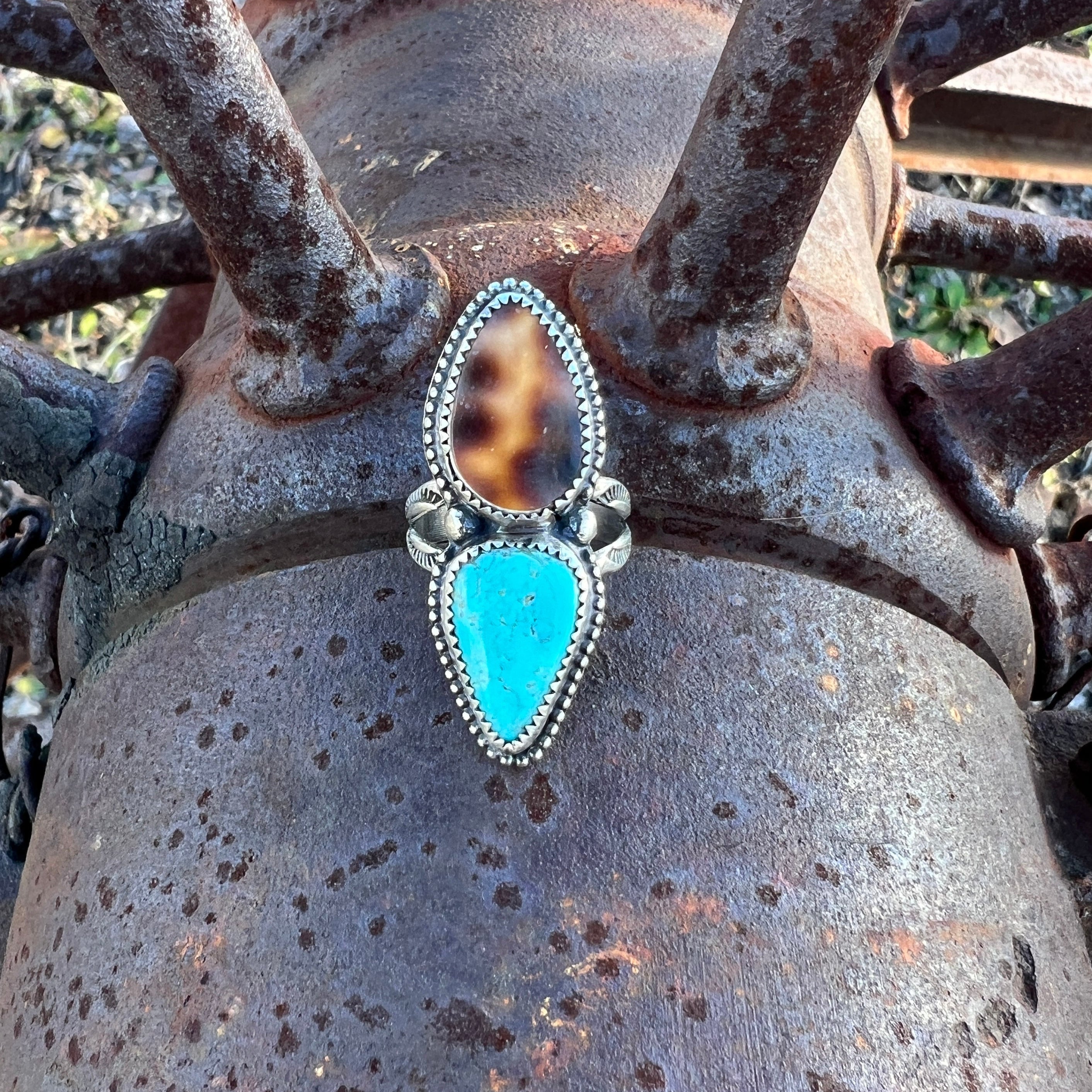 Wild Ember | Sterling Silver Turquoise Cowrie Shell Ring – True North ...