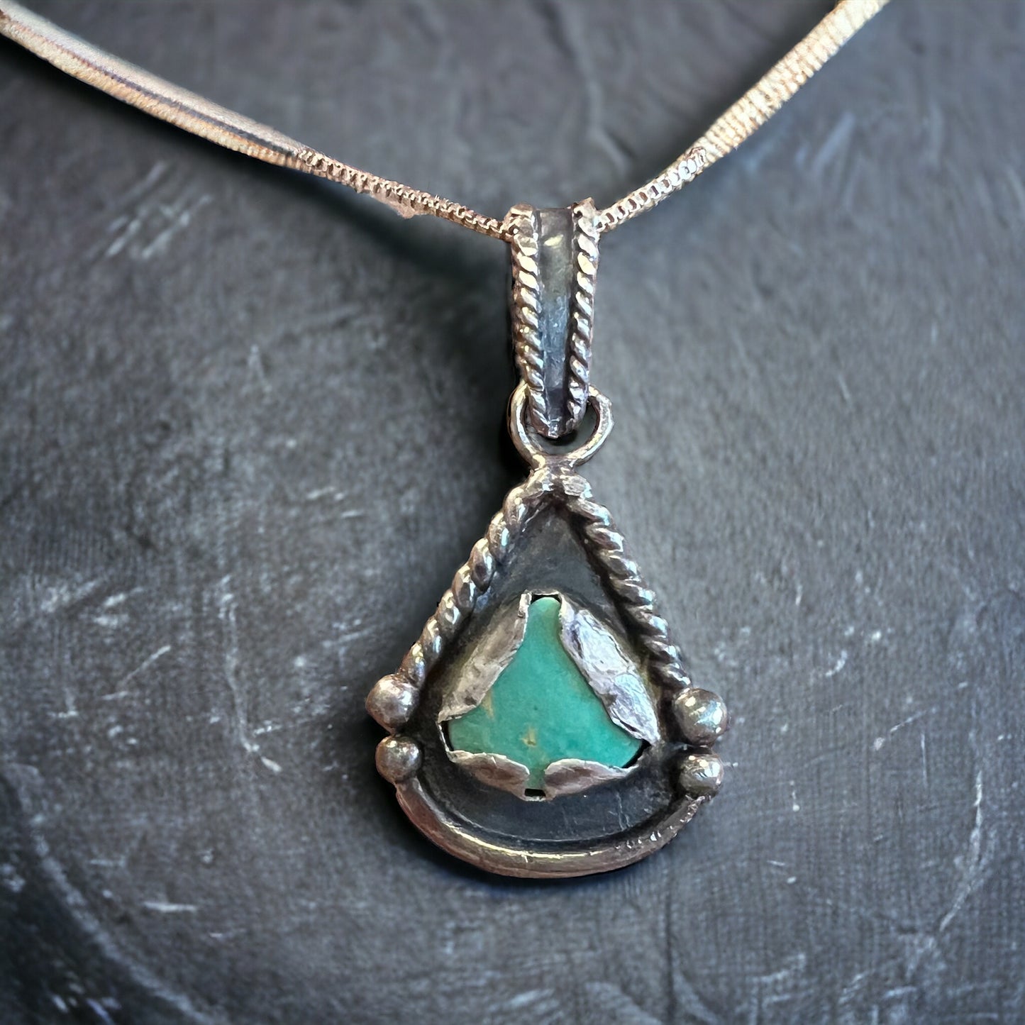 turquoise & sterling drop pendant