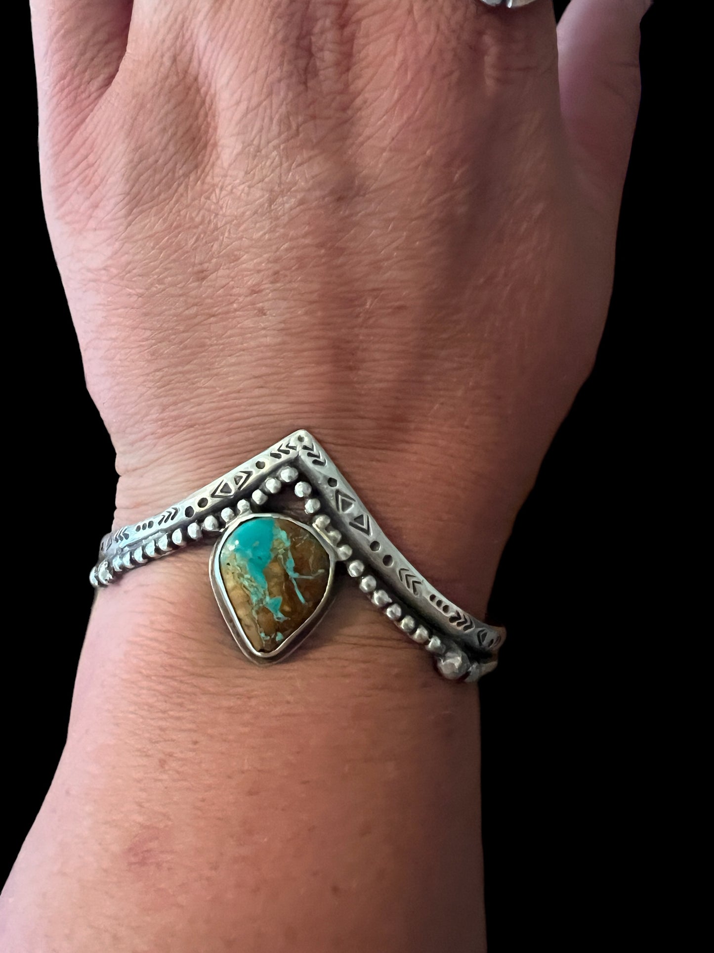 Royston Turquoise stamped Cuff