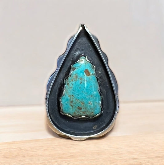 lone mt. turquoise and silver shadowbox ring