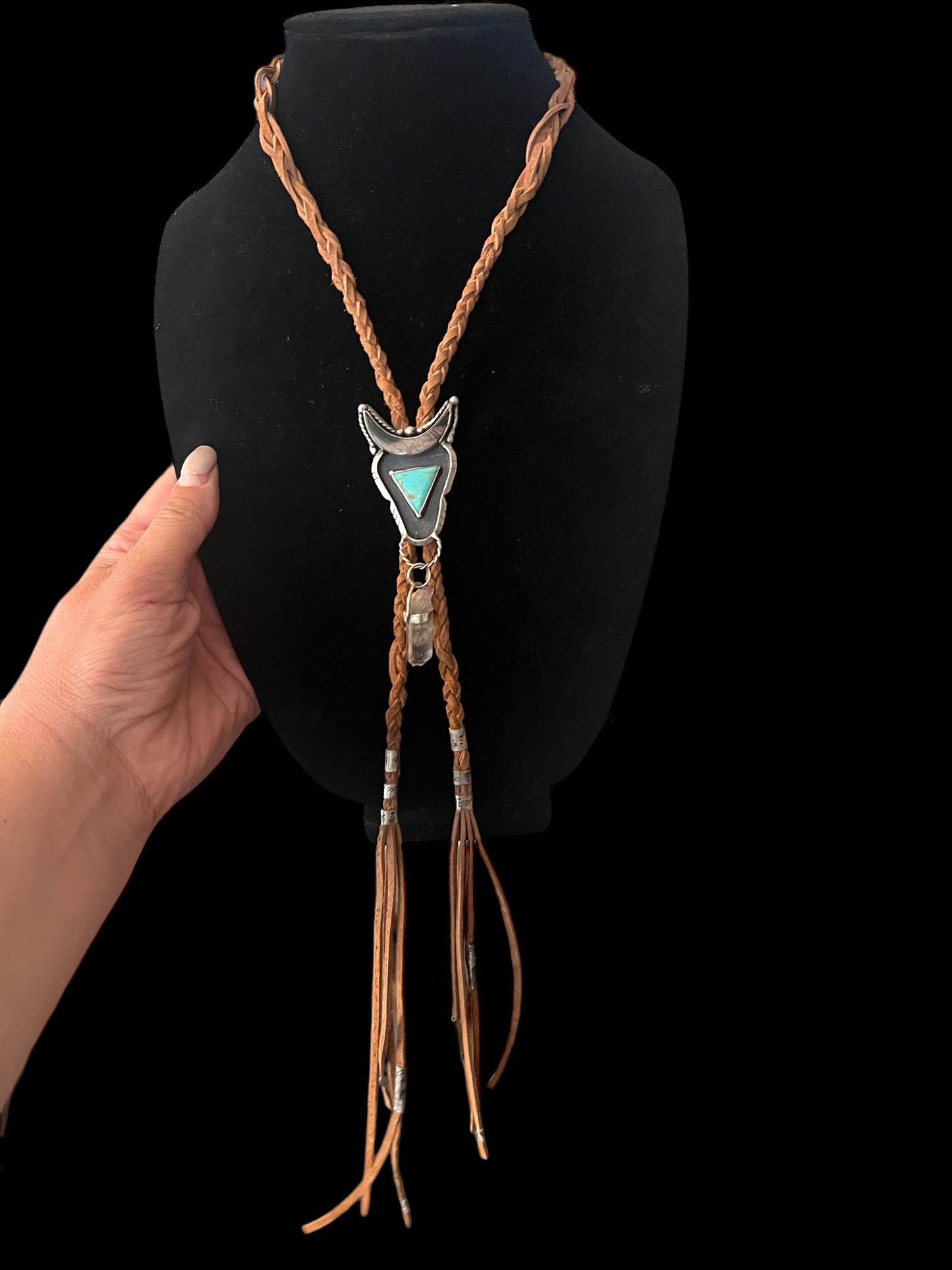 bull skull dangle bolo tie